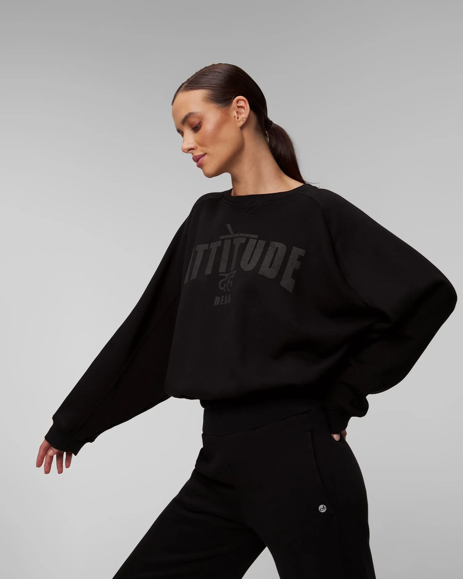 Women's black sweatshirt Deha crop C12050-10009