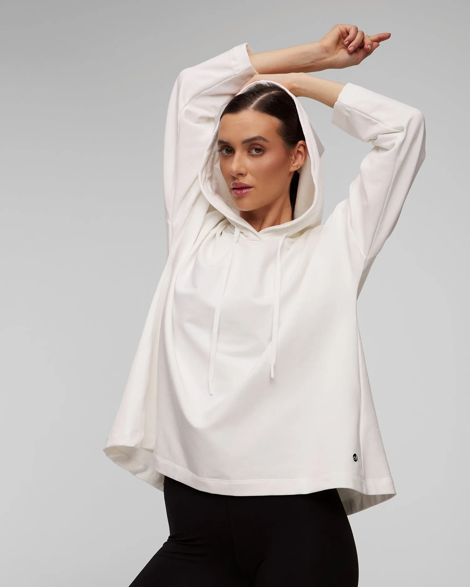 Women's white hooded sweatshirt Deha D12622-18001