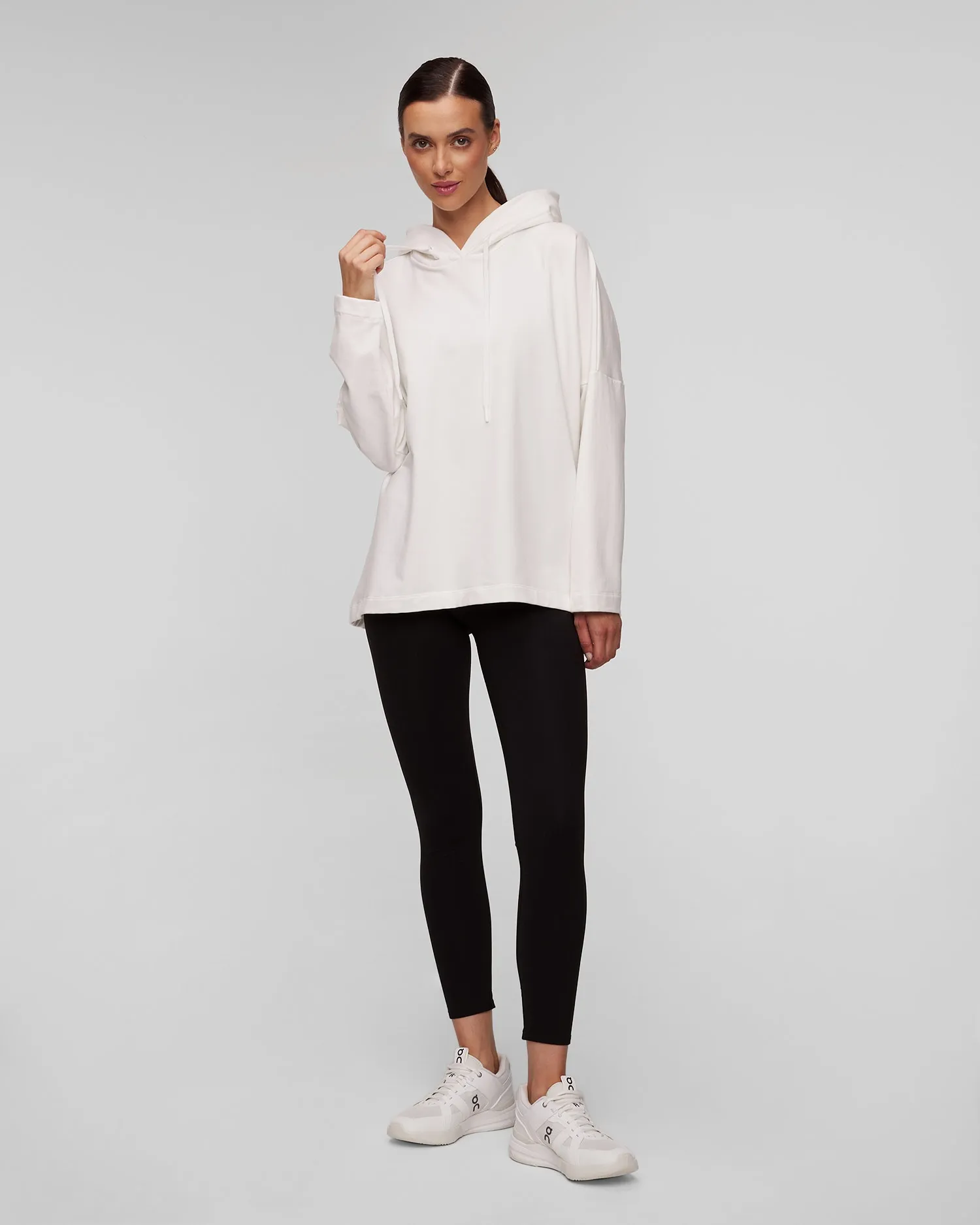 Women's white hooded sweatshirt Deha D12622-18001