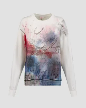 Women's white printed sweatshirt Deha D12424-18001