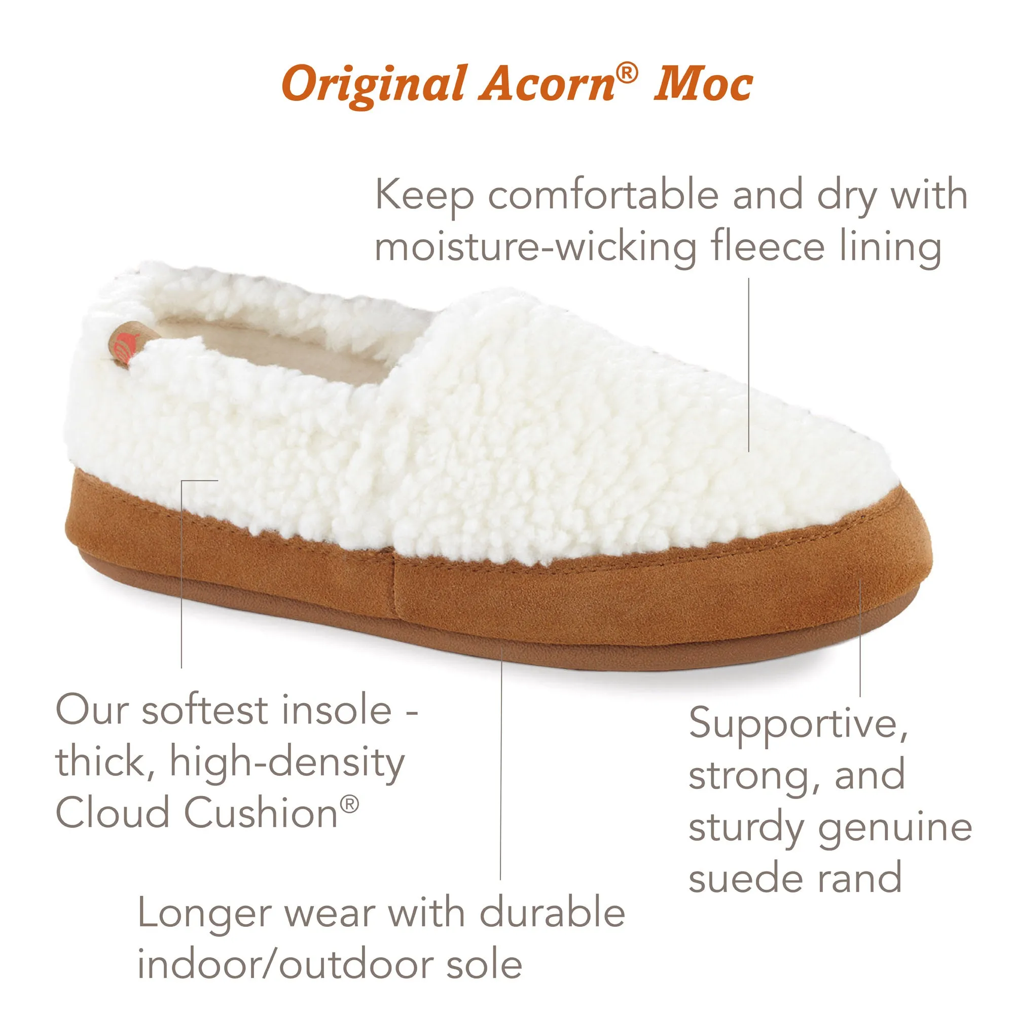 Women's Acorn® Moc Slippers with Cloud Cushion® Comfort