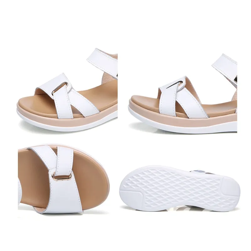 Women's Casual Ankle-Wrap Sandals with Open Sides and Back Straps