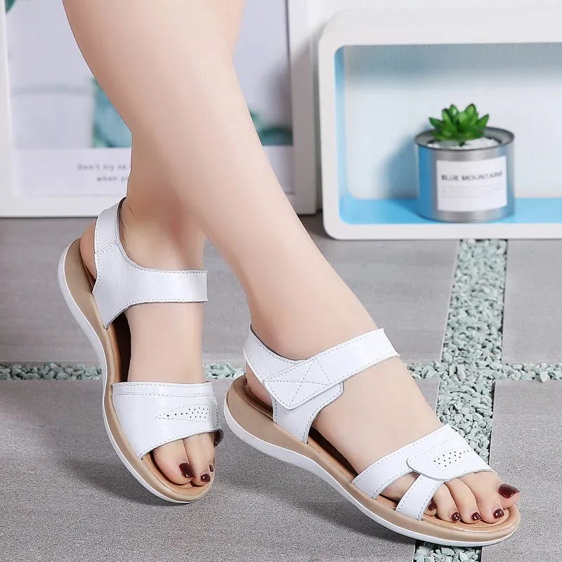 Women's Casual Ankle-Wrap Sandals with Open Sides and Back Straps