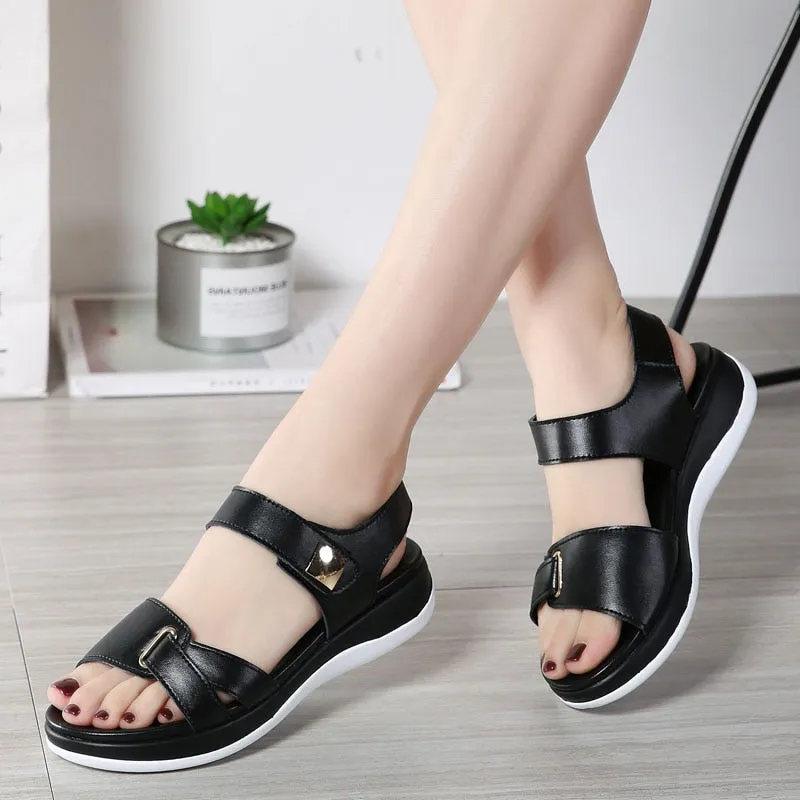 Women's Casual Ankle-Wrap Sandals with Open Sides and Back Straps