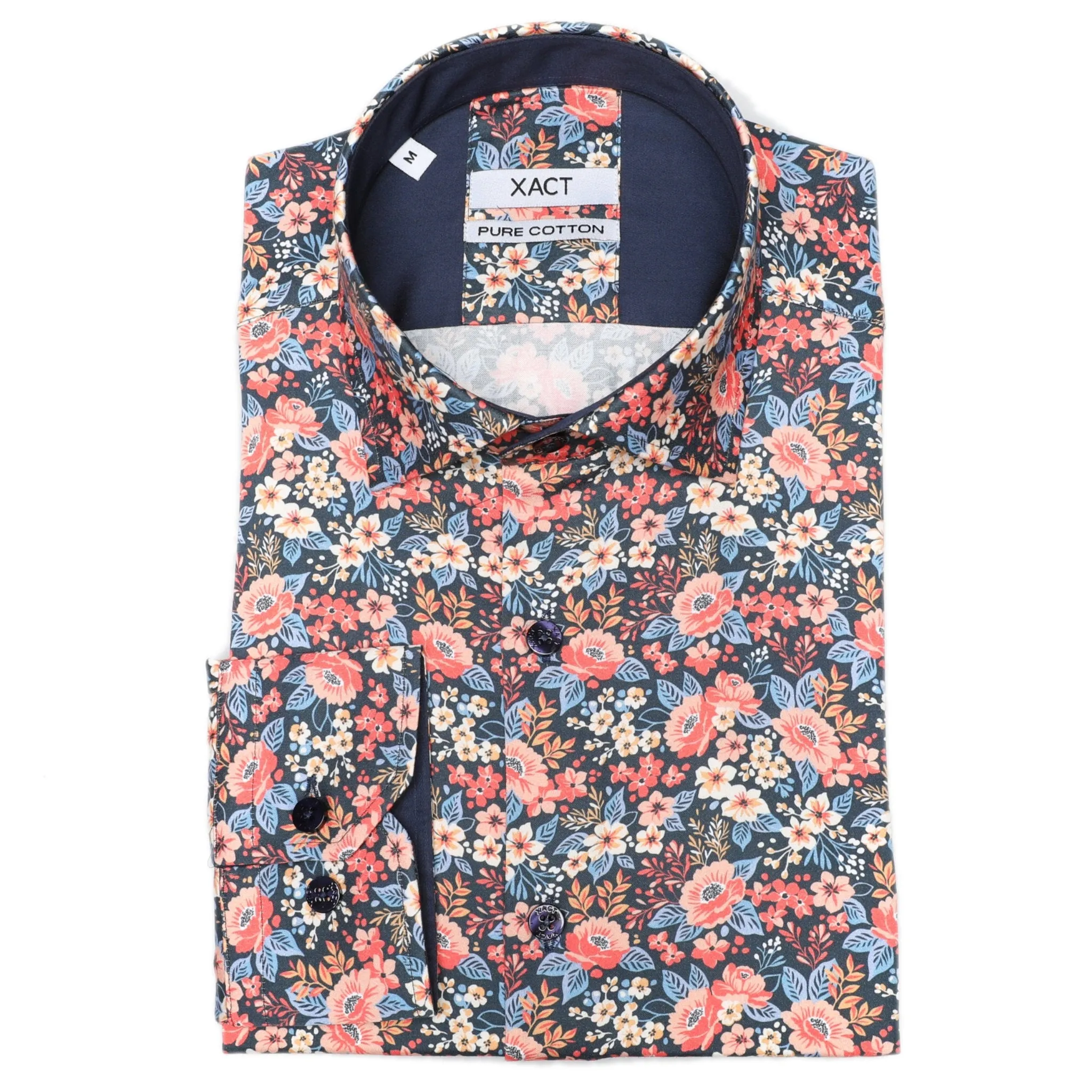 Xact Men's Ditsy Floral Print Long Sleeve Shirt - Regular Fit