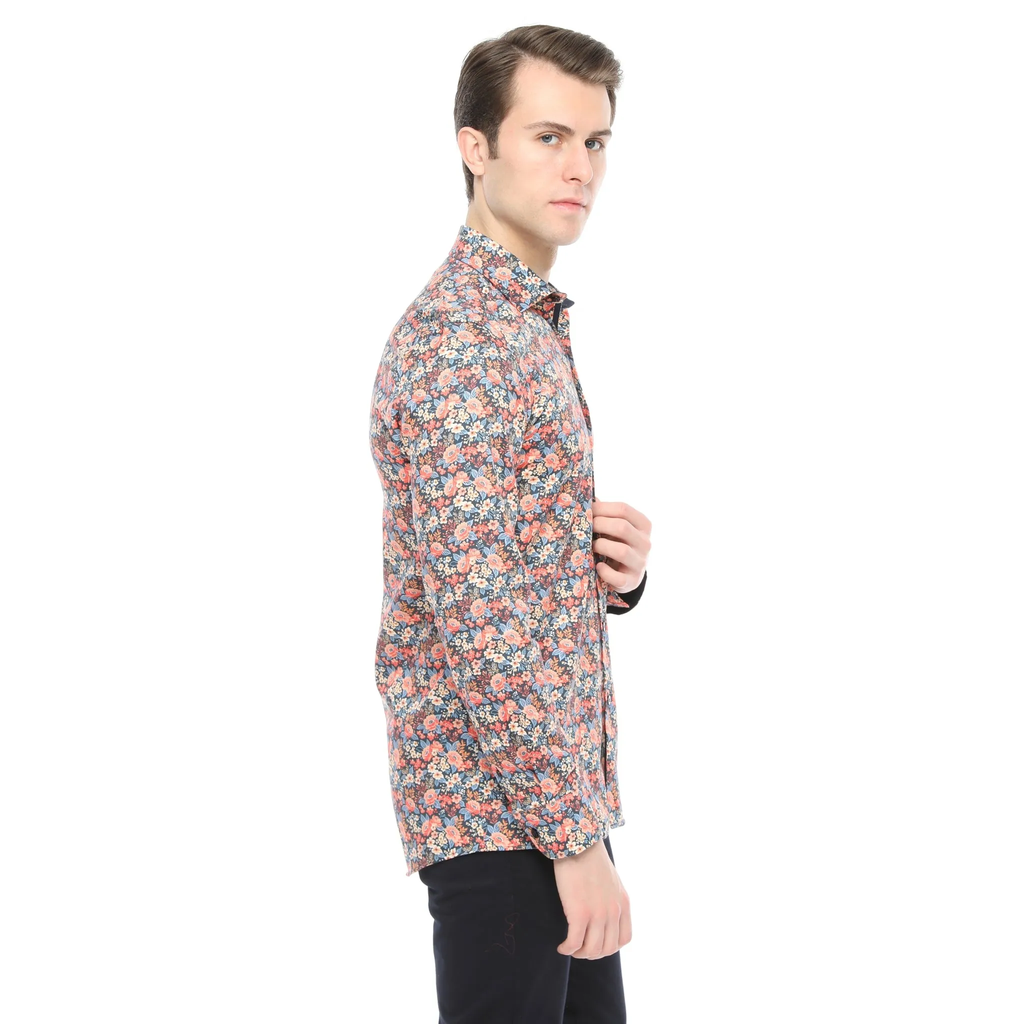 Xact Men's Ditsy Floral Print Long Sleeve Shirt - Regular Fit