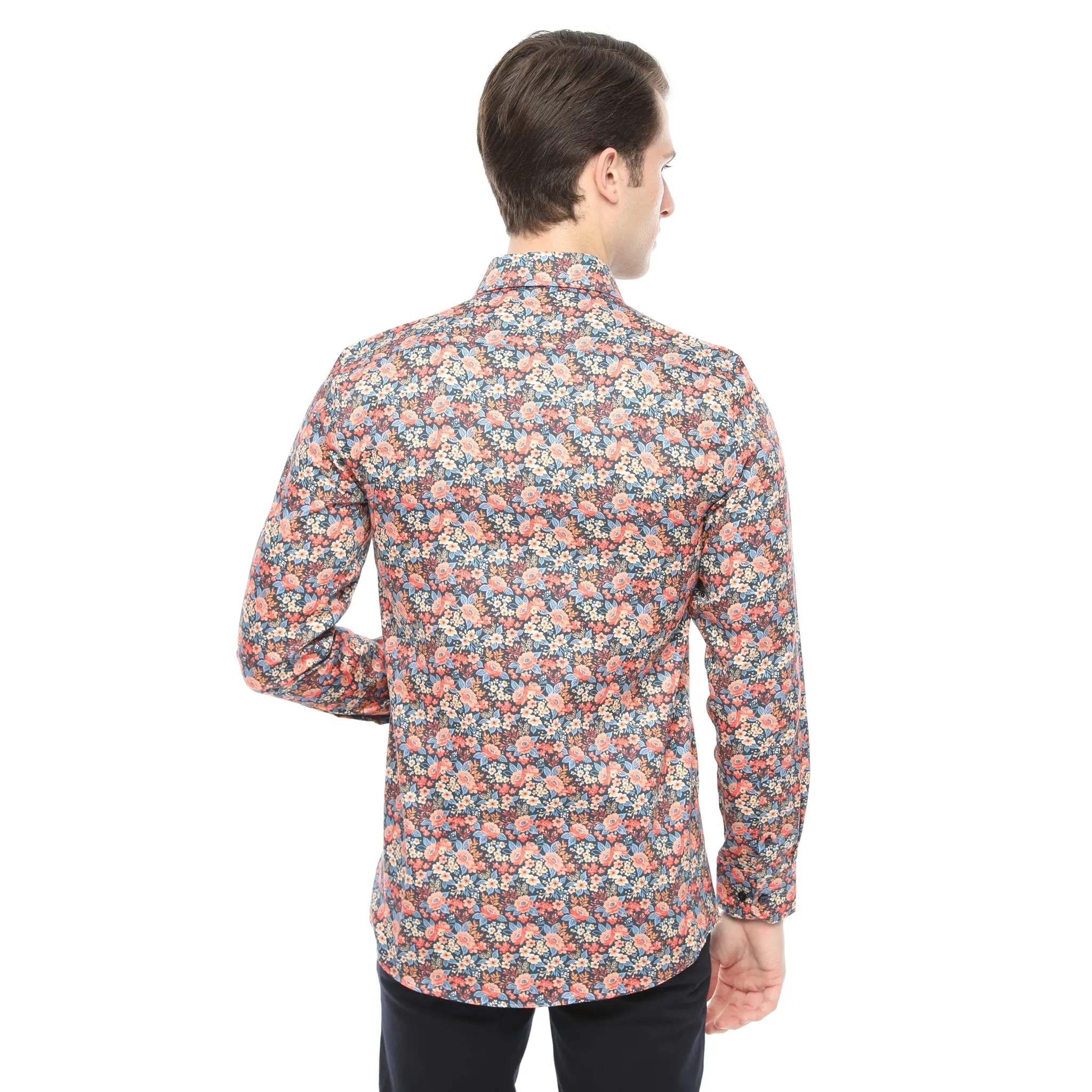 Xact Men's Ditsy Floral Print Long Sleeve Shirt - Regular Fit