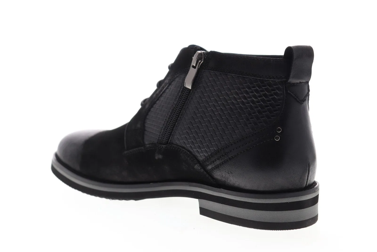 Zanzara Men's Black Leather High Top Chukka Boots - Siena ZF521C71