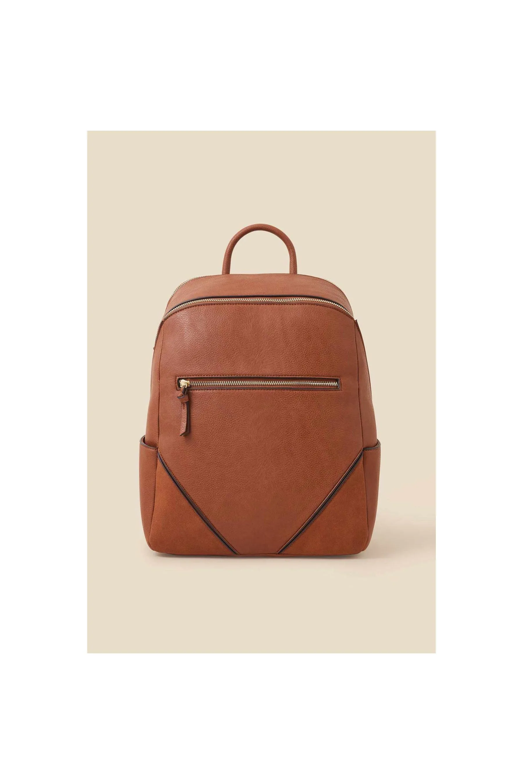 Zip Around Backpack Tan Women Backpacks