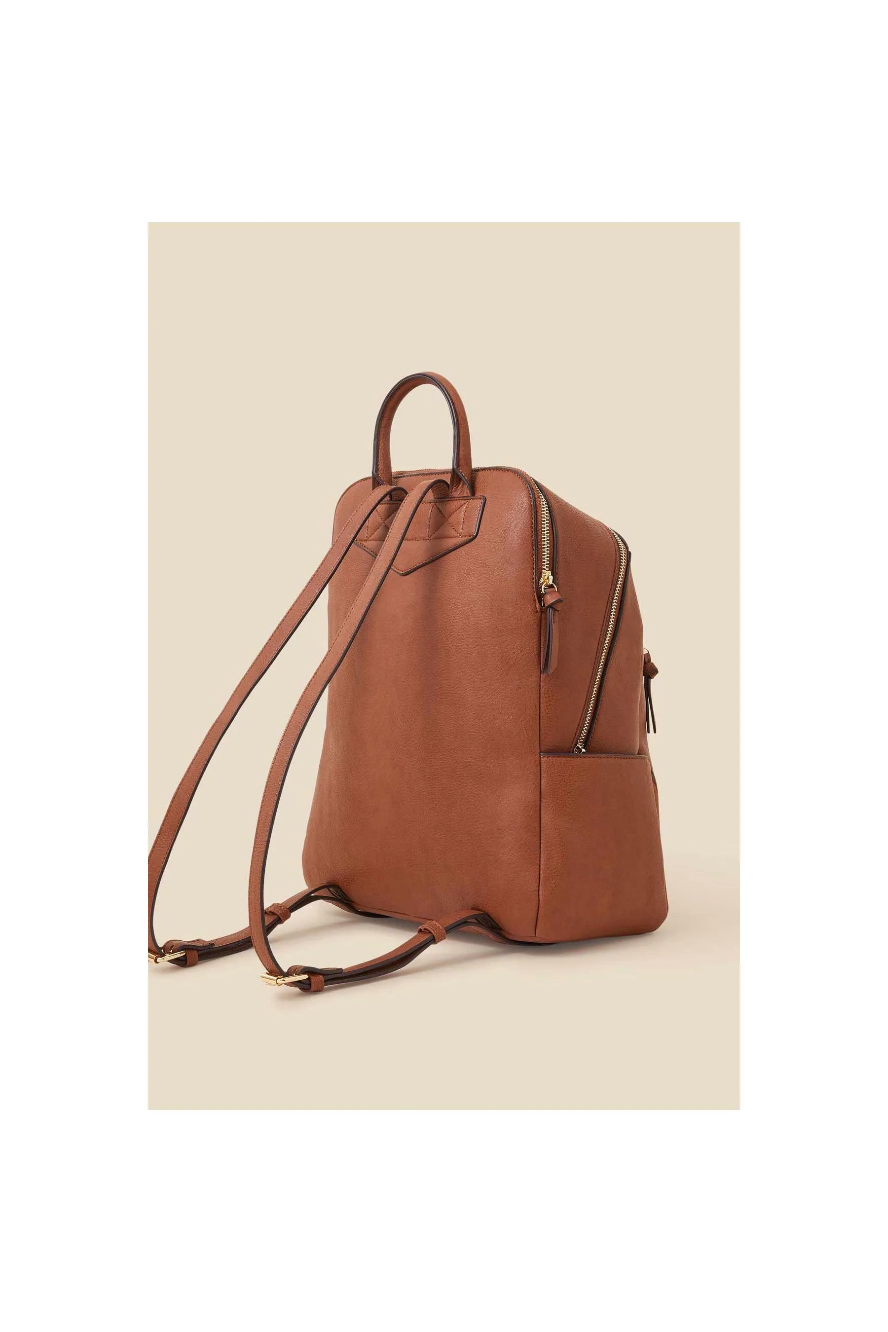 Zip Around Backpack Tan Women Backpacks